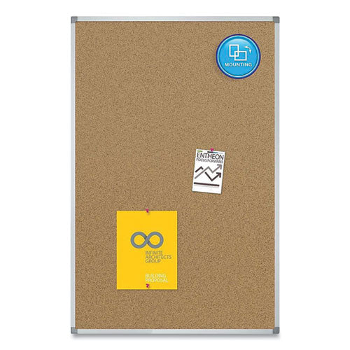 Basics Cork Bulletin Board, 96 X 48, Silver Aluminum Frame