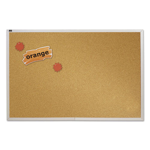 ESQRTECKA406 - Natural Cork Bulletin Board, 72 X 48, Anodized Aluminum Frame