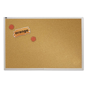 ESQRTECKA408 - Natural Cork Bulletin Board, 96 X 48, Anodized Aluminum Frame