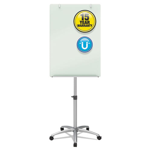 ESQRTECM32G - Infinity Glass Mobile Presentation Easel, 3 Ft X 2 Ft, Silver-white