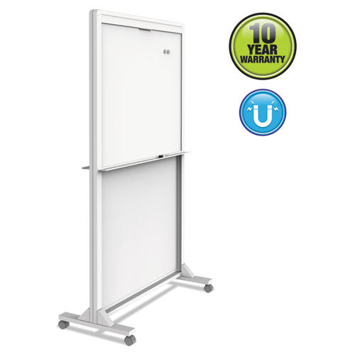 ESQRTECM4068DT - MOTION DUAL-TRACK MOBILE MAGNETIC DRY-ERASE EASEL, TWO 40 1-2 X 34 PANELS, WHITE