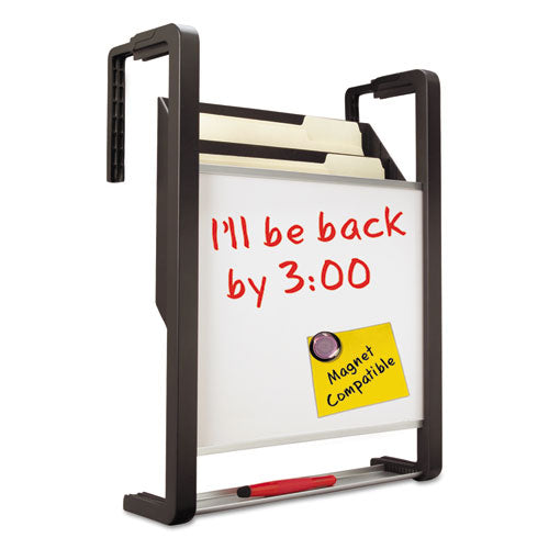 ESQRTOFD - Hanging File Pocket With Dry Erase Board, Three Pockets, Letter, Black