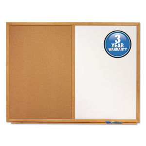ESQRTS553 - Bulletin-dry-Erase Board, Melamine-cork, 36 X 24, White-brown, Oak Finish Frame