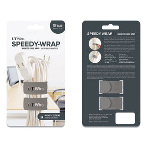 Speedy-wrap Magnetic Cable Wrap, 0.82" X 10", Gray, 2-pack