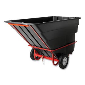 Rotomolded Towable Tilt Truck, Rectangular, Plastic, 1.5 Cu Yd, 2,100-lb Capacity, Black-red