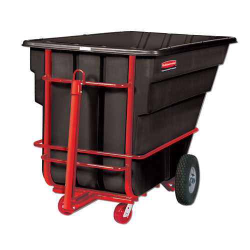 Rotomolded Towable Tilt Truck, Rectangular, Plastic, 1.5 Cu Yd, 2,100-lb Capacity, Black-red