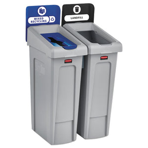 Slim Jim Recycling Station Kit, 23 Gal, Gray