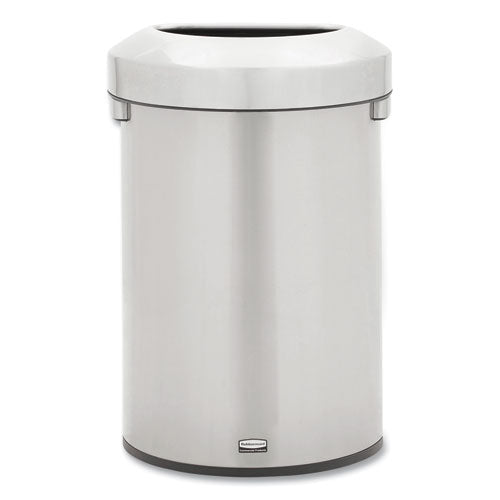 Refine Series Waste Receptacle, Half-round, 16 Gal, Stainless Steel, Silver