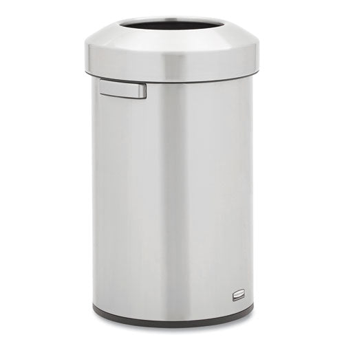 Refine Series Waste Receptacle, Round, 16 Gal, Stainless Steel, Silver