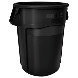 Round Brute Container With "trash Only" Imprint, Plastic, 33 Gal, Yellow