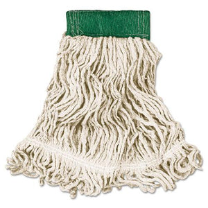 ESRCPD252WHI - Super Stitch Looped-End Wet Mop Head, Cotton-synthetic, Medium, Green-white