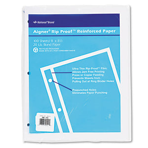 ESRED20121 - Rip Proof 20-Lb, Reinforced Filler Paper, Unruled, 11 X 8-1-2, We, 100 Sheets-pk