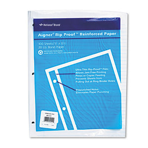 ESRED20122 - Rip Proof Reinforced Filler Paper, Ruled, 20 Lb, Letter, White, 100 Sheets-pk