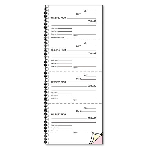 ESRED23L117 - Money And Rent Unnumbered Receipt Book, 5 1-2 X 2 3-4, Two-Part, 500 Sets-book