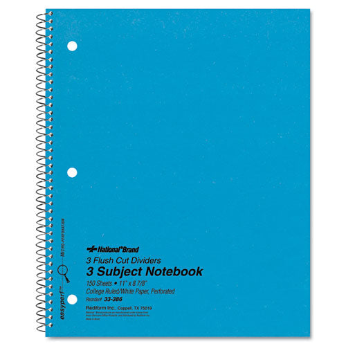 ESRED33386 - 3 Subject Wirebound Notebook, College Rule, 11 X 8 7-8, White, 150 Sheets