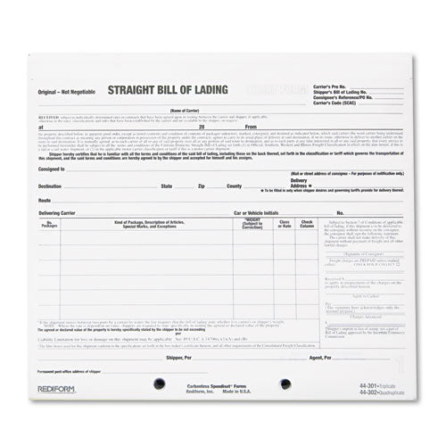 ESRED44301 - Bill Of Lading Short Form, 7 X 8 1-2, Three-Part Carbonless, 250 Forms