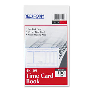 ESRED4K409 - Employee Time Card, Weekly, 4-1-4 X 7, 100-pad