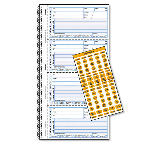 ESRED50176 - Wirebound Message Book, 5 X 2 3-4, Two-Part Carbonless, 400 Forms, 120 Labels