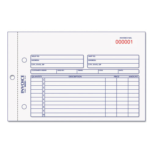 ESRED7L721 - Invoice Book, 5 1-2 X 7 7-8, Carbonless Duplicate, 50 Sets-book