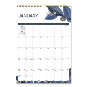 12-month Colorful Wall Calendar, 12 X 17, Gold Detail; Blue-purple-white, 2022
