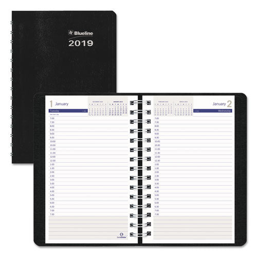 ESREDC21021T - DURAGLOBE DAILY PLANNER RULED FOR 30-MINUTE APPOINTMENTS, 8 X 5, BLACK, 2019