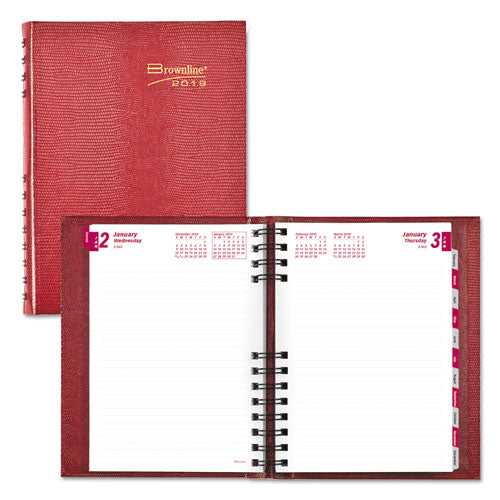ESREDCB389CRED - COILPRO DAILY PLANNER, RULED 1 DAY-PAGE, 8 1-4 X 5 3-4, RED, 2019