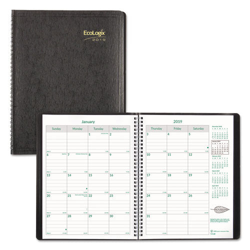 ESREDCB435WBLK - ECOLOGIX RECYCLED MONTHLY PLANNER, 11 X 8 1-2, BLACK SOFT COVER, 2019