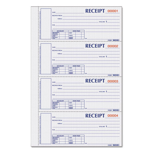 ESREDS1657NCL - Hardcover Numbered Money Receipt Book, 6 7-8 X 2 3-4, Three-Part, 200 Forms