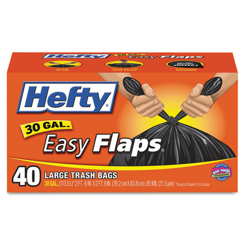 ESRFPE27744CT - Easy Flaps Trash Bags, .85 Mil, 30gal, Black, 40-box, 6 Boxes-carton