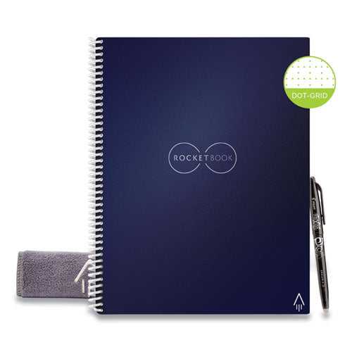 Rocketbook Everlast Smart Reusable Notebook, Dotted Rule, Midnight Blue Cover, 8.5 X 11, 16 Sheets