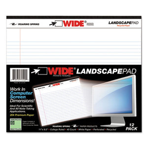 ESROA74500 - Wide Landscape Format Writing Pad, College Ruled, 11 X 9 1-2, White, 40 Sheets