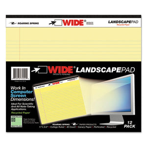 ESROA74501 - Wide Landscape Format Writing Pad, College Ruled, 11 X 9 1-2, Canary, 40 Sheets