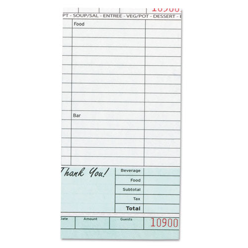 ESRPPGC49002B - Guest Check Book, Carbonless Duplicate, 4 1-5 X 8 1-4, 50-book, 50-carton