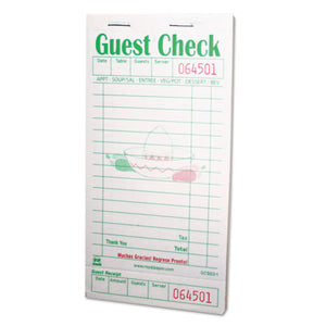 ESRPPGC5031 - Guest Check Book, 3 1-2 X 6 7-10, Green-white, 50-book, 50 Books-carton