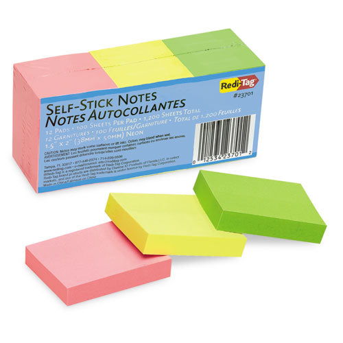 ESRTG23701 - Self-Stick Notes, 1 1-2 X 2, Neon, 12 100-Sheet Pads-pack