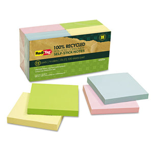 ESRTG26704 - 100% Recycled Notes, 3 X 3, Four Colors, 12 100-Sheet Pads-pack