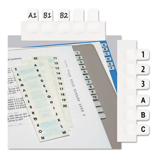 ESRTG31005 - Side-Mount Self-Stick Plastic A-Z Index Tabs, 1 Inch, White, 104-pack