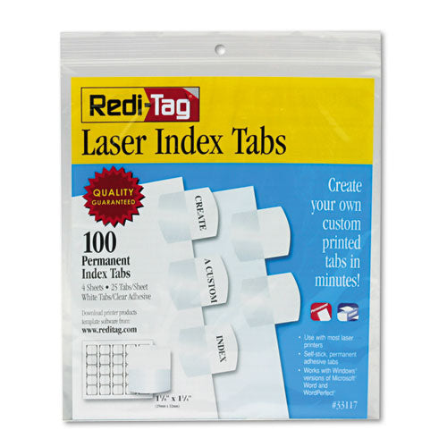 ESRTG33117 - Laser Printable Index Tabs, 1 1-8 Inch, White, 100-pack