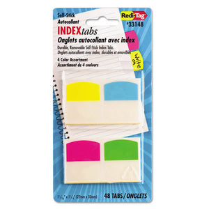 ESRTG33148 - Write-On Self-Stick Index Tabs, 1 1-16 Inch, 4 Colors, 48-pack