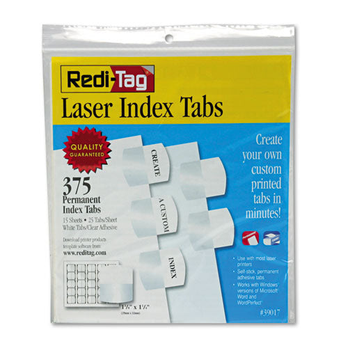ESRTG39017 - Laser Printable Index Tabs, 1 1-8 X 1 1-4, White, 375-pack