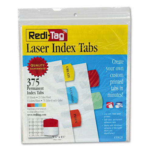 ESRTG39020 - Laser Printable Index Tabs, 1 1-8 X 1 1-4, 5 Colors, 375-pack