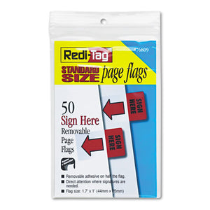ESRTG76809 - Removable-reusable Page Flags, "sign Here", Red, 50-pack