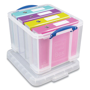 Snap-lid Storage Bin, 8.45 Gal, 14" X 18" X 12.25", Clear-blue, 3-pack