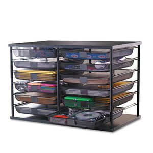 ESRUB1735746 - 12-Compartment Organizer With Mesh Drawers, 23 4-5" X 15 9-10" X 15 2-5", Black