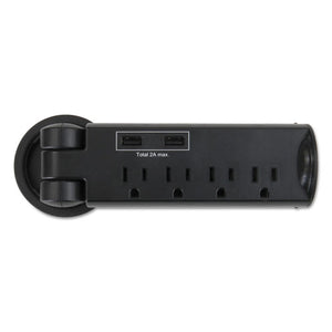 ESSAF2069BL - Pull-Up Power Module, 4 Outlets, 2 Usb Ports, 8 Ft Cord, Black