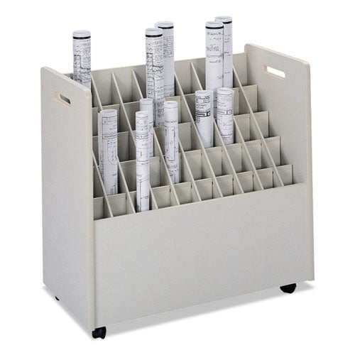 ESSAF3083 - Laminate Mobile Roll Files, 50 Compartments, 30-1-4w X 15-3-4d X 29-1-4h, Putty