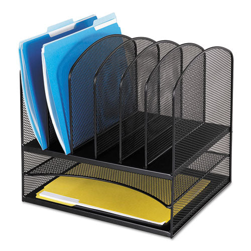 ESSAF3255BL - Mesh Desk Organizer, Eight Sections, Steel, 13 1-2 X 11 3-8 X 13, Black