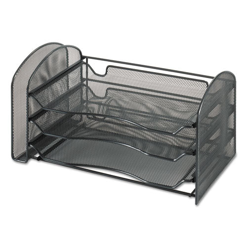 ESSAF3265BL - Mesh Desk Organizer, 1 Vertical-3 Horizontal Sections, 16 1-4 X 9 X 8, Black