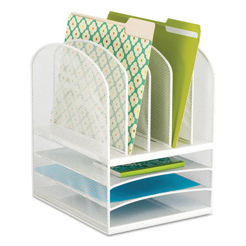 ESSAF3266WH - Onyx Mesh Desk Organizer, Eight Sections, 11 1-2 X 9 1-2 X 13, White