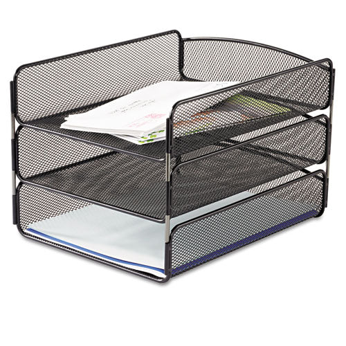 ESSAF3271BL - Desk Tray, Three Tiers, Steel Mesh, Letter, Black